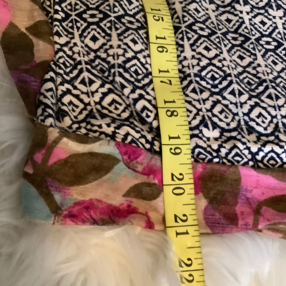 Vanessa Virginia Anthropologie Mixed Print Blouse Floral Ikat Asymmetric Navy S - Picture 12 of 15